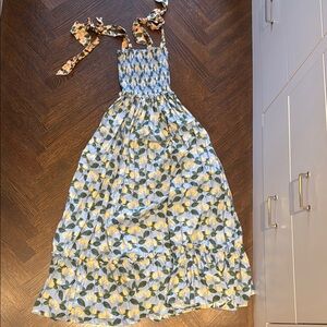 Floral Print Maxi Dress with Tie Straps